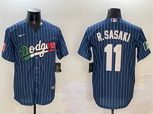 Men's Navy Los Angeles Dodgers #11 Roki Sasaki Mexico Cool Base Stitched Baseball Jersey